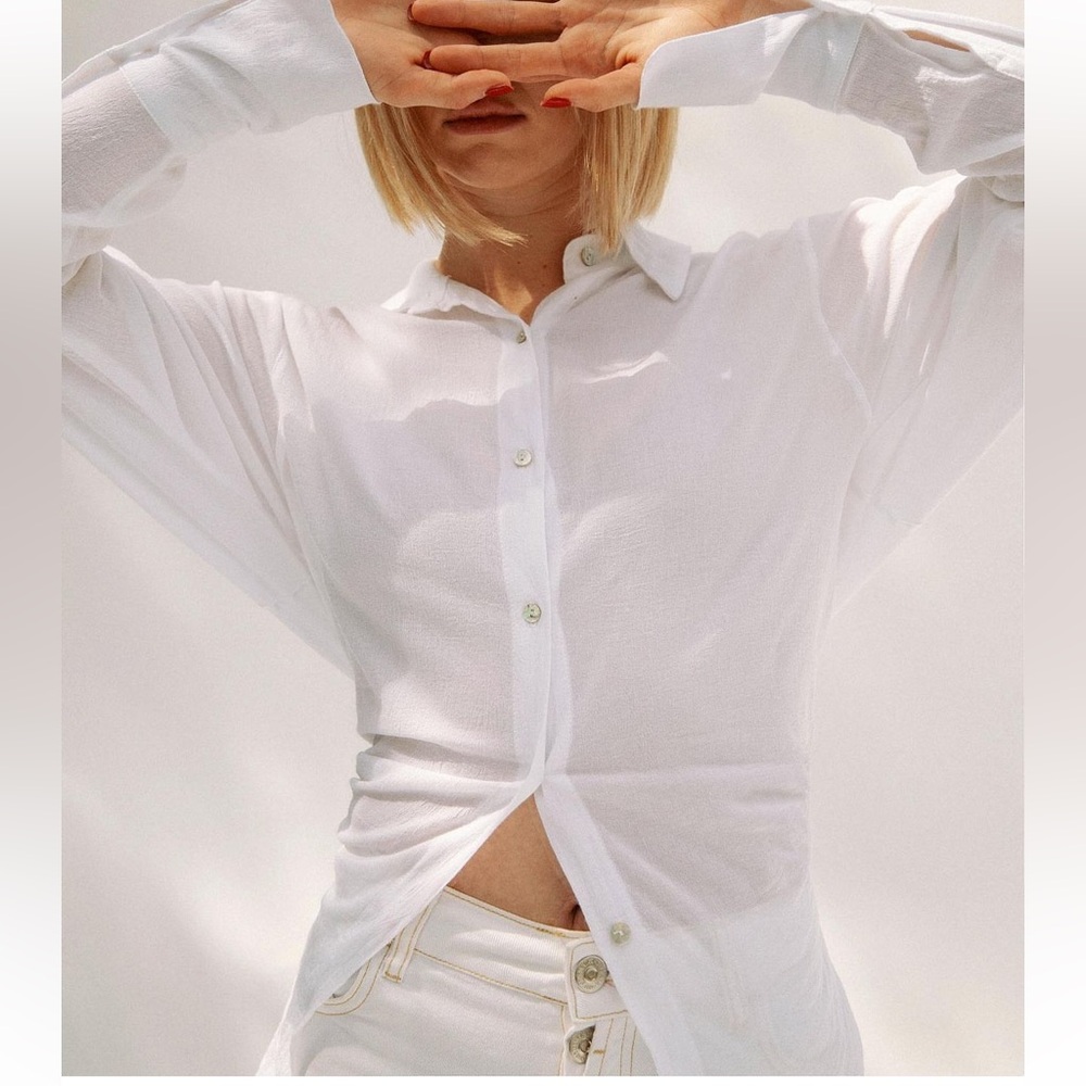 The Line by By K Logan Shirt White Gauze Cotton